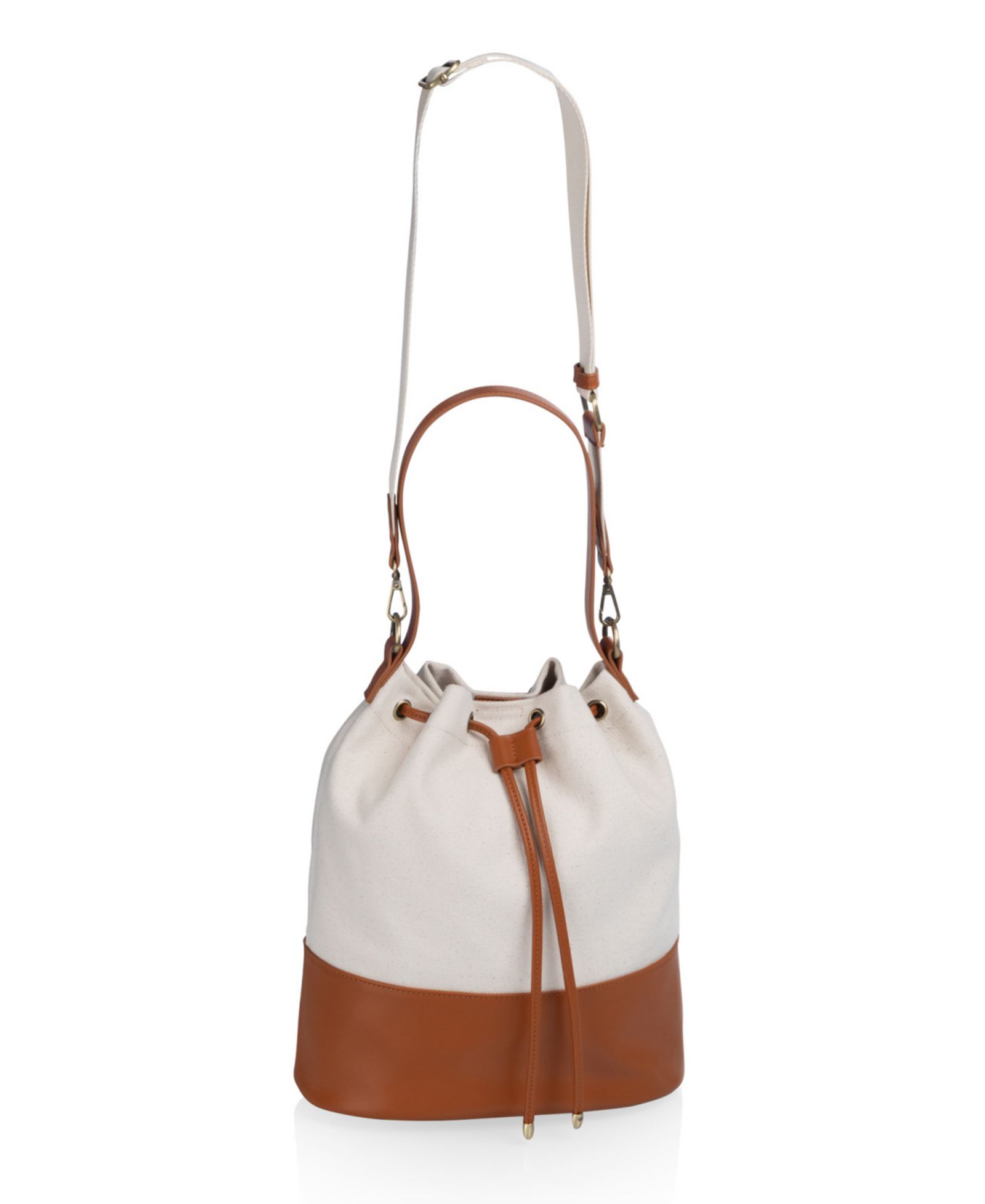 Picnic Time Sirolo Canvas and Leatherette 11.8" Bucket Tote Bag