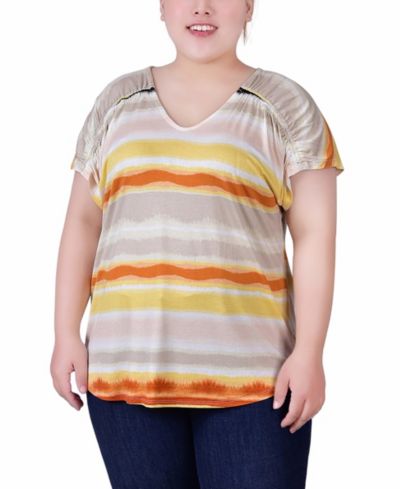 Женский топ NY Collection Plus Size Striped V neck