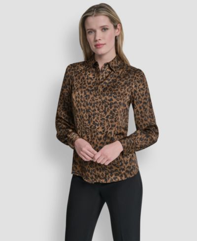 DKNY Женский блузка Princess Seamed Long-Sleeve