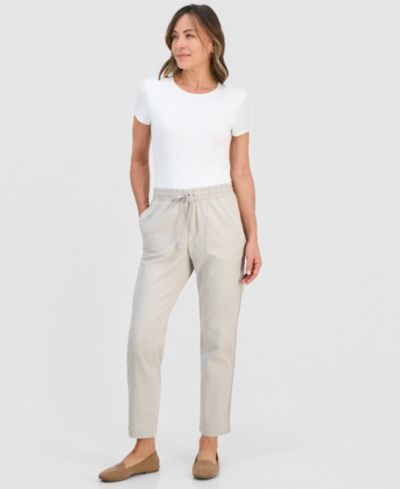 Style & Co Petite Twill-Tape Tapered Pull-On Pants, Macy's Exclusive