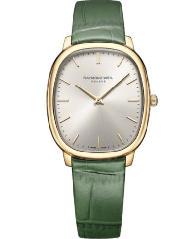 Raymond Weil мужские часы Toccata с зеленым кожаным ремешком, 32x36 мм