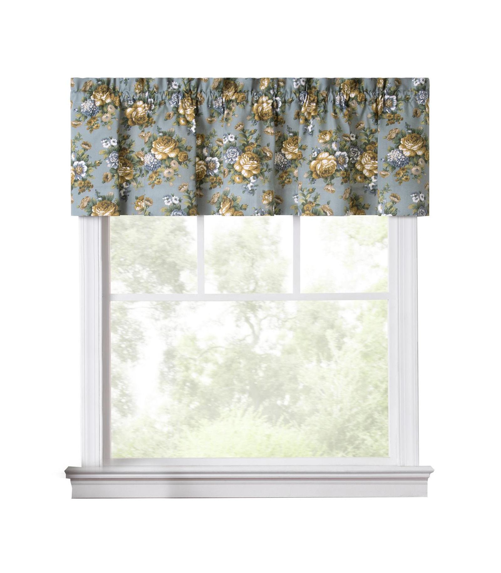 Занавеска Ellis Curtain Ellis Bella Rose Stylish Medium Scale Printed Floral Pattern 1.5" Rod Pocket Tailored Valance 58"x15" Wedge