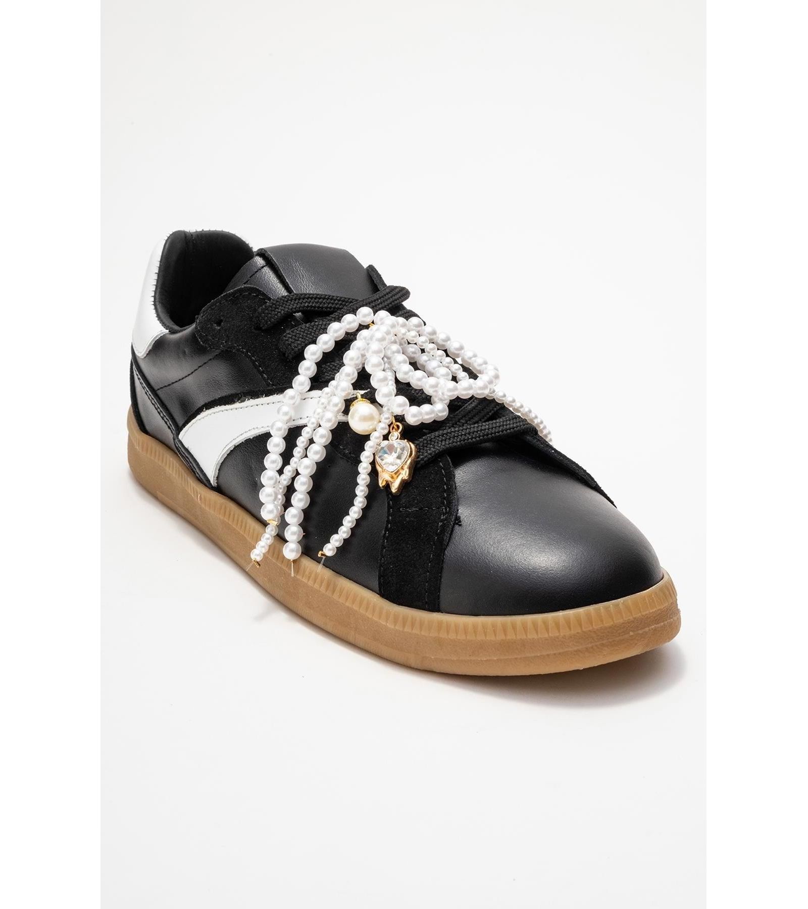Forever & Always Shoes Taren Leather Pearl Buckle Sneakers (Women)