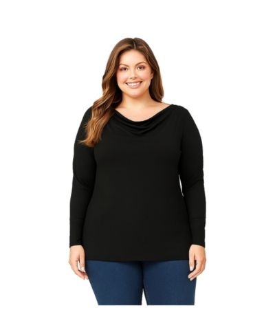 Женский трикотажный топ Standards & Practices Plus Size Long Sleeve Boat Neck