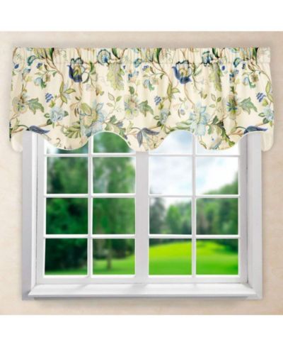 Занавеска Ellis Curtain Brissac High Quality Room Darkening Natural Color Lined Scallop Window Valance - 70 x 17 Blue