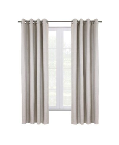 Thermaplus Shadow Blackout Grommet Curtain Panel for Bedroom and Living Room 52 x 108 Off White