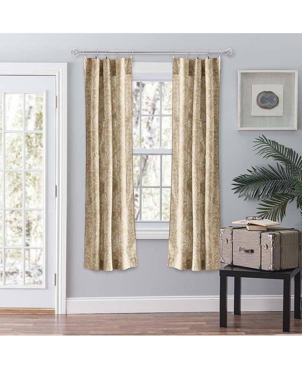 Ellis Curtain пара штор Lexington с узором листьев на цветном фоне и завязками