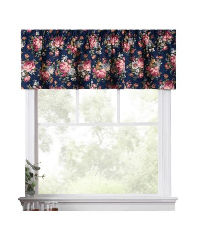 Ellis Curtain декоративная занавеска Ellis Bella Rose с цветочным принтом, 58"x15" Navy