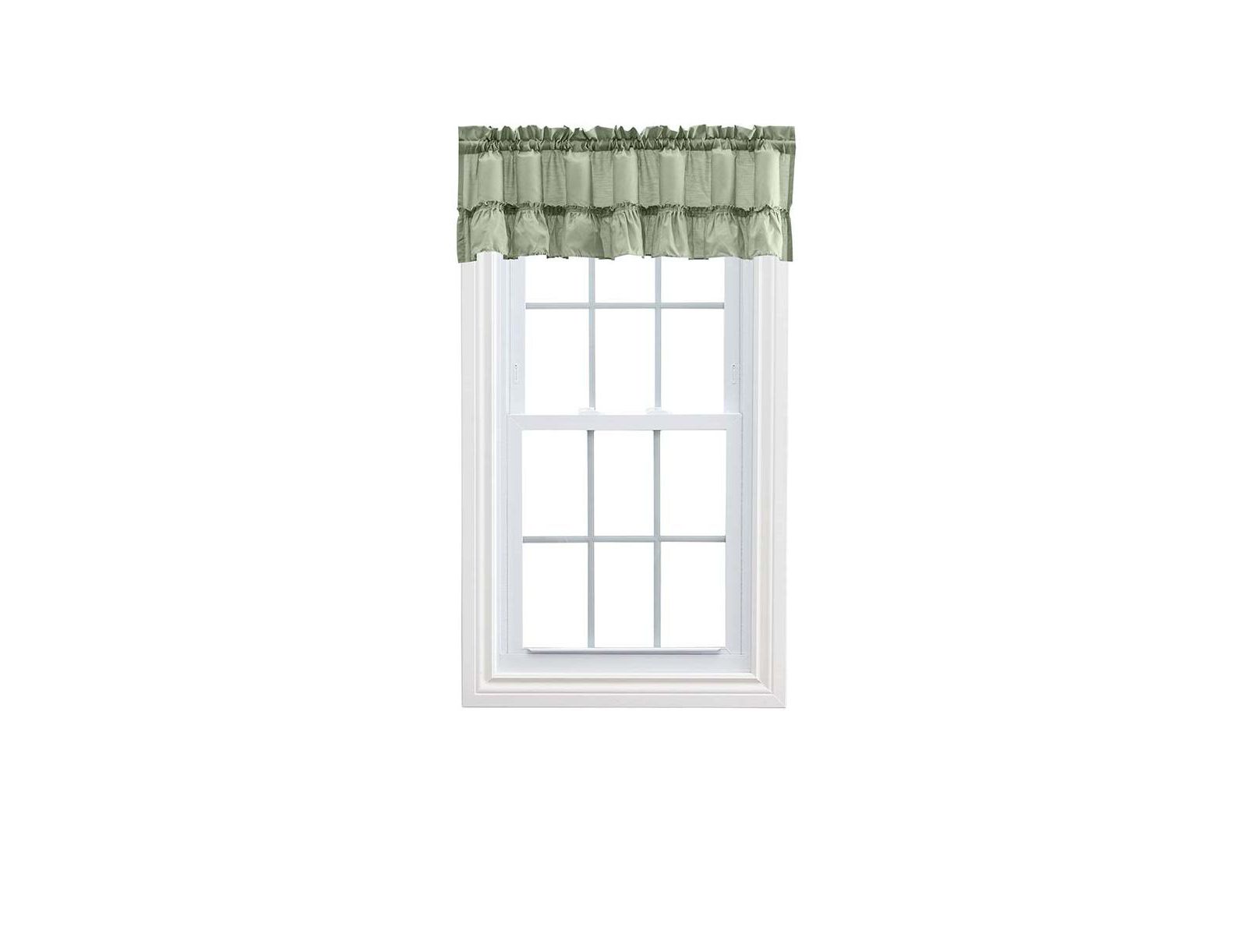 Ellis Stacey 1.5" Rod Pocket High Quality Fabric Solid Color Window Ruffled Filler Valance 54"x13" Sage