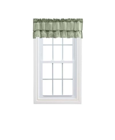 Ellis Stacey 1.5" Rod Pocket High Quality Fabric Solid Color Window Ruffled Filler Valance 54"x13" Sage