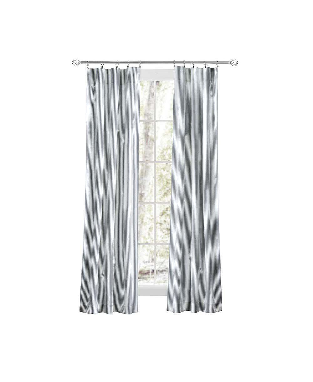 Ellis Curtain Plaza Classic Ticking Stripe Printed on Natural Ground 3" Rod Pocket Tailored Panel Pair