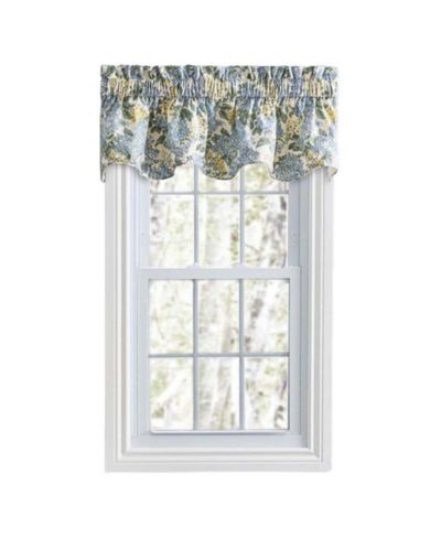 Ellis Curtain Hydrangea Classic Pattern Printed 3" Rod Pocket Window Scallop Valance Lined
