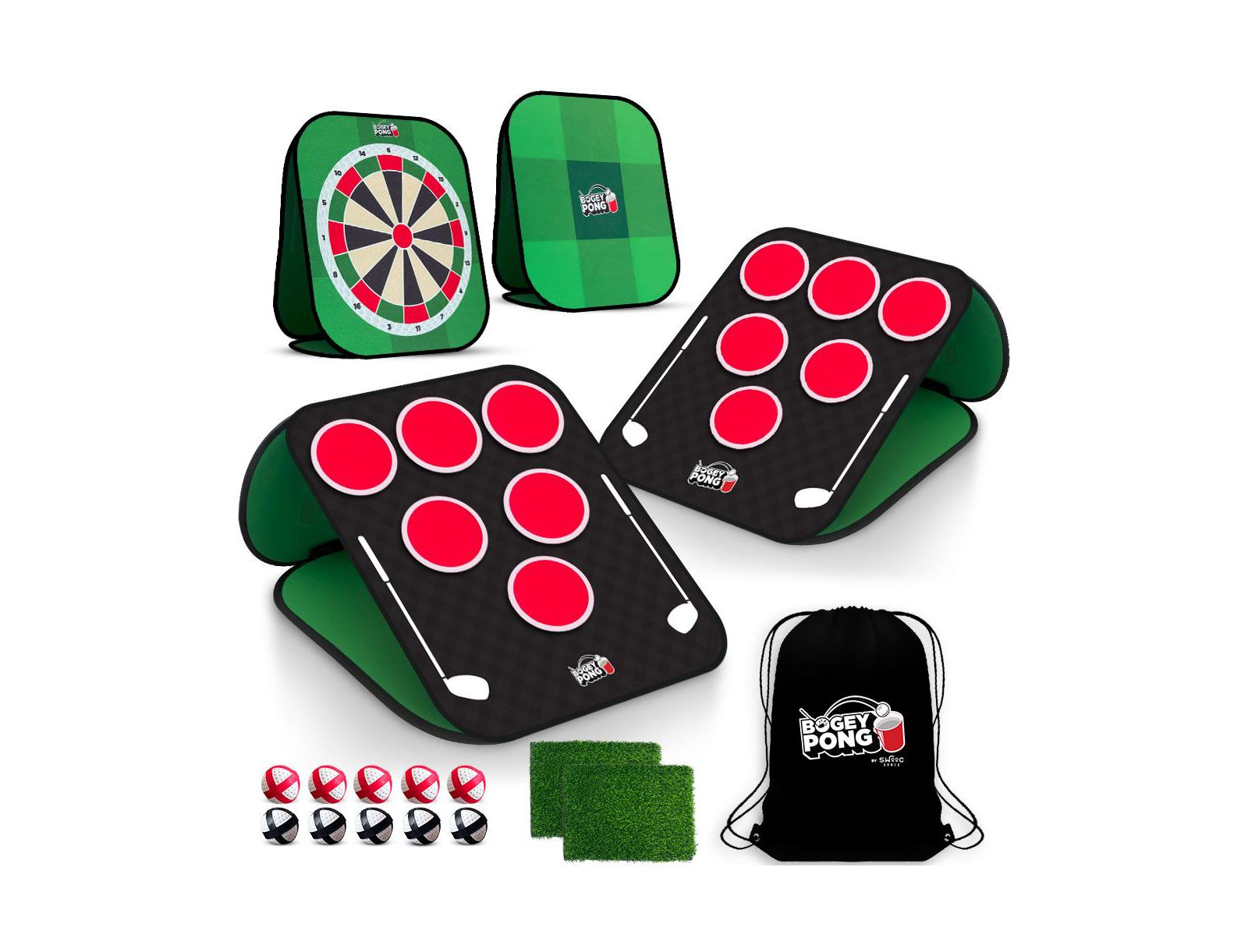 Набор для игры Bogey Pong 3-in-1 Backyard Pong Golf с дротиками и крестиками-ноликами