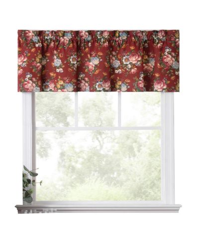 Ellis Curtain Bella Rose Stylish Medium Scale Printed Floral Pattern 1.5" Rod Pocket Tailored Valance