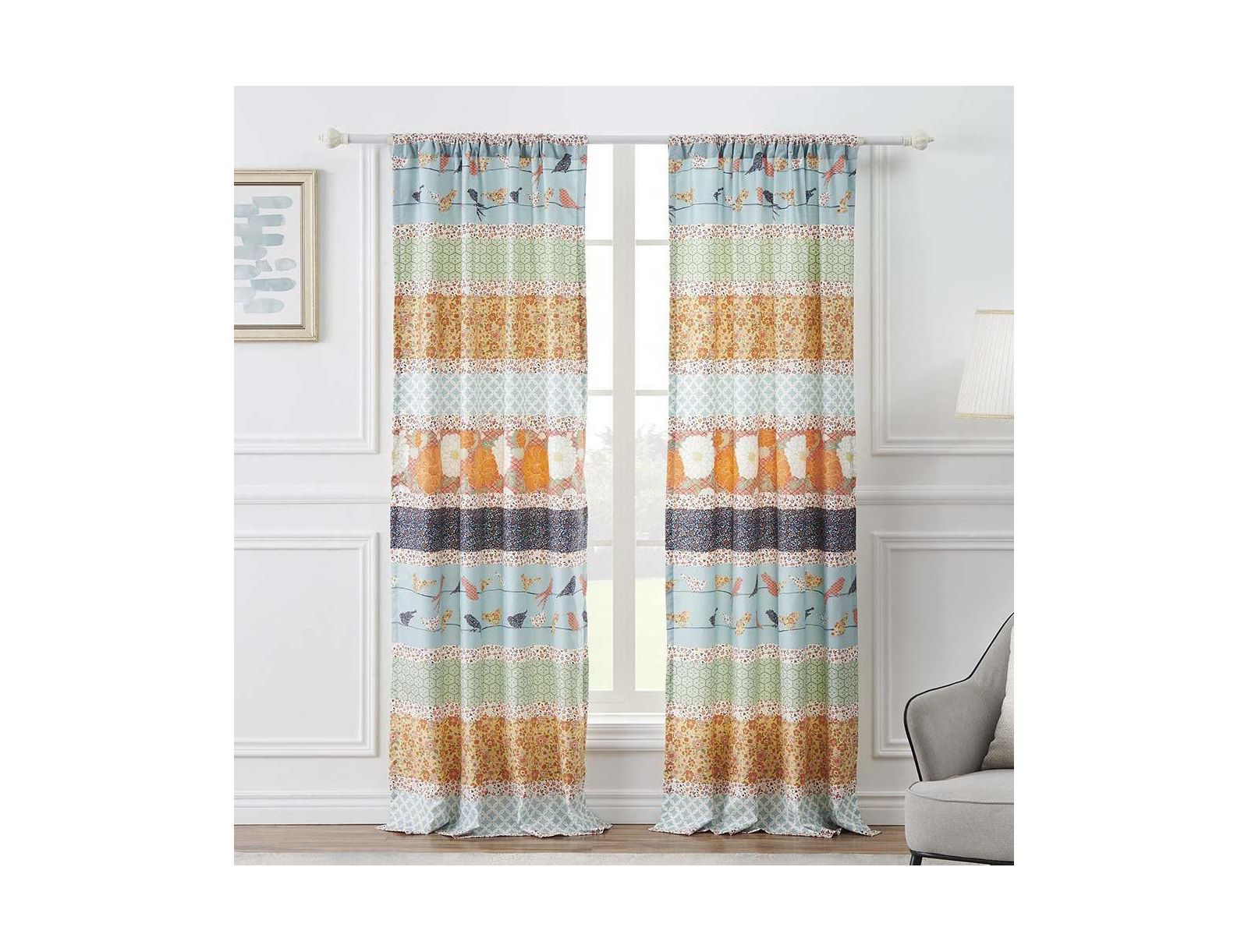 Barefoot Bungalow парные шторы Carlie, 42"x84", Calico Stripe