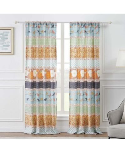 Barefoot Bungalow Carlie High Quality Light Filtering Window Panel Pair - Each 42"x84" Calico Stripe