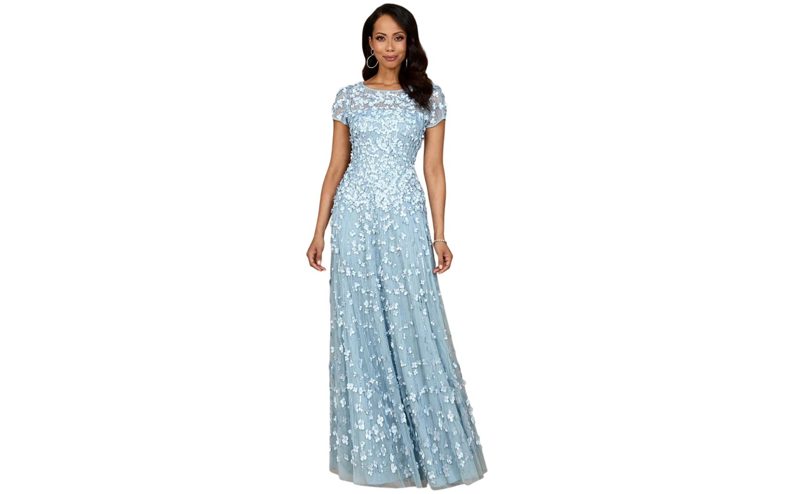 Женское вечернее платье Lara 3D Floral Embellished Cap Sleeve Gown