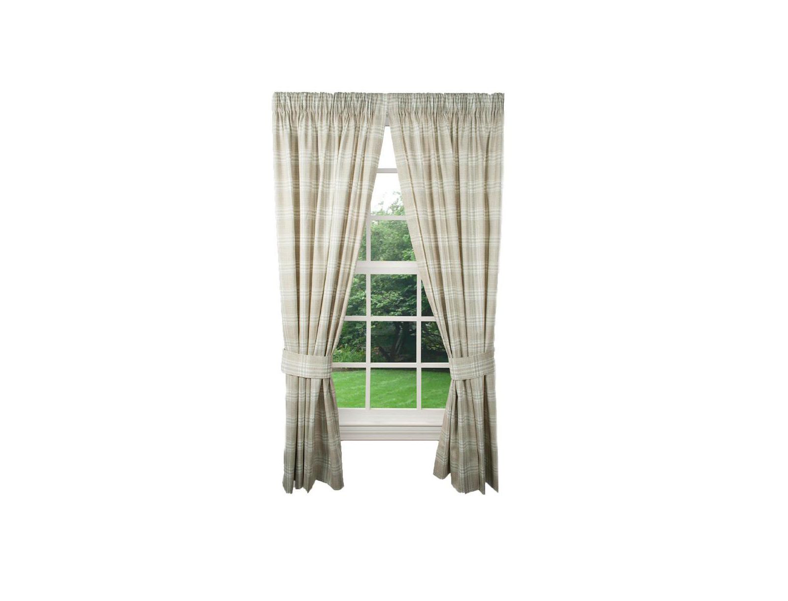 Ellis Curtain Bartlett Unlined 2-Piece Window Curtain Tailored Panels Pair with Ties - 90x84 Natural