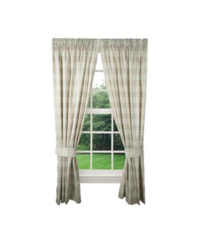 Ellis Curtain Bartlett Unlined 2-Piece Window Curtain Tailored Panels Pair with Ties - 90x84 Natural