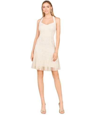 Lara Women's Beaded Halter Neck Bridal Midi Dress