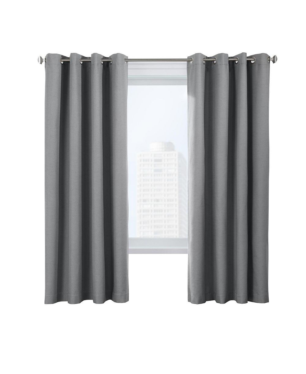 Thermaplus Ventura Blackout UV Protection Grommet Curtain Panel Pair for Windows Each 52" x 84" Dark Grey