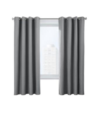 Thermaplus Ventura Blackout UV Protection Grommet Curtain Panel Pair for Windows Each 52" x 84" Dark Grey