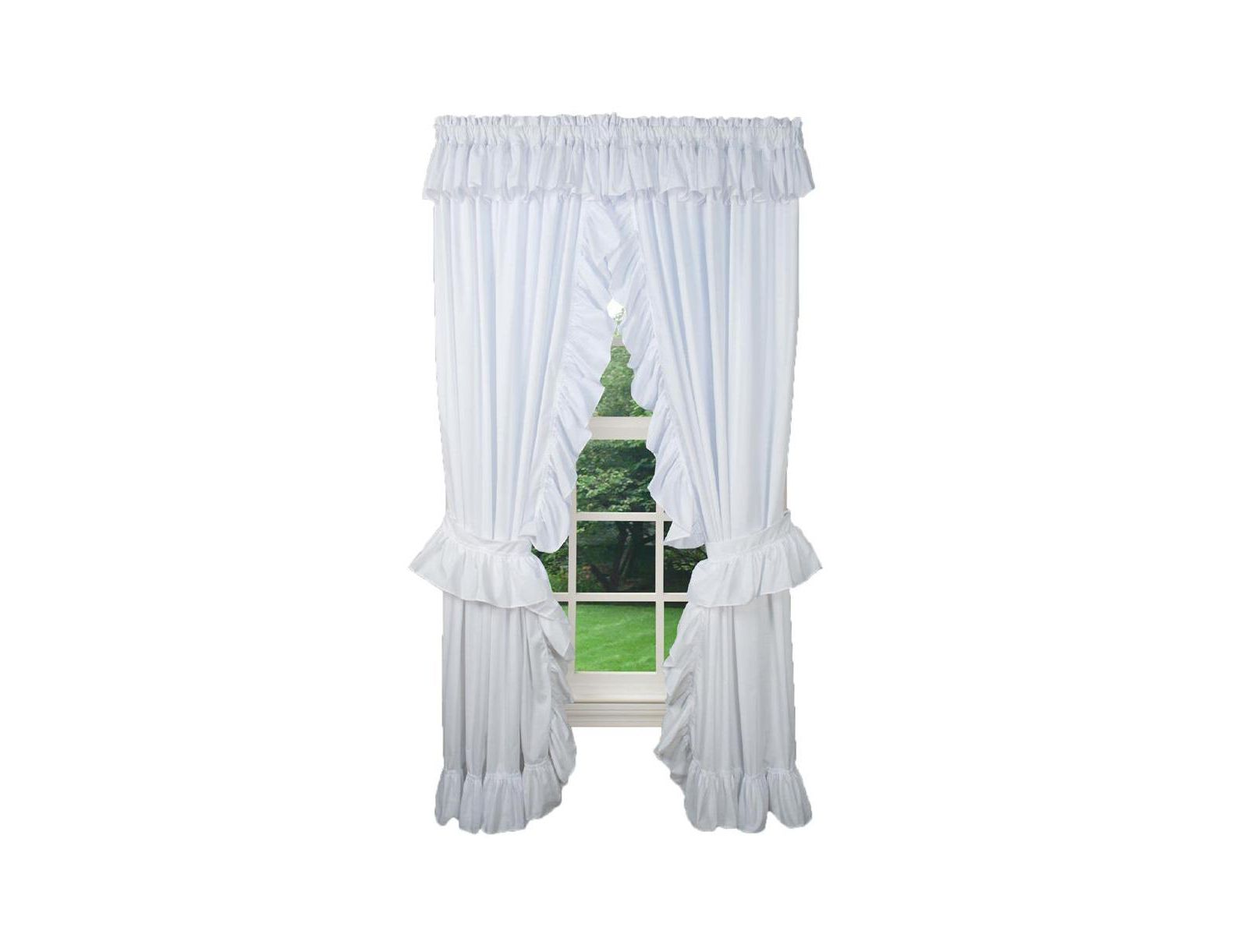 Ellis Curtain 2-Piece Ruffled Priscilla Window Curtain Panel Pair with ties - 80x84" White