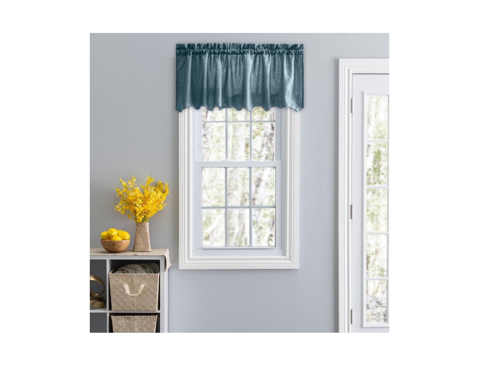 Ellis Curtain Portland Crushed Taffeta Rod Pocket Valance - 48x15", Blue