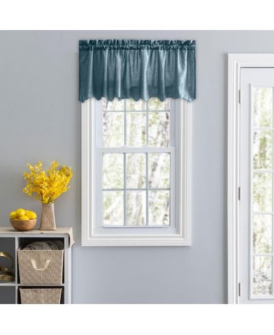 Ellis Curtain Portland Crushed Taffeta Rod Pocket Valance - 48x15", Blue