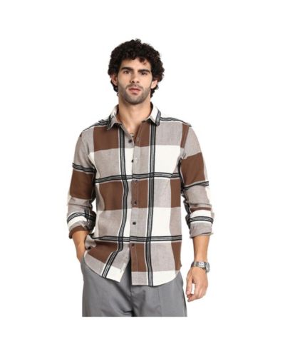 Мужская рубашка Campus Sutra Russet Brown Overlap Buffalo
