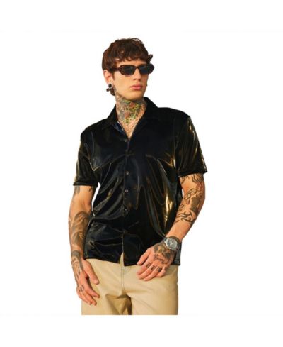 Campus Sutra Men's Raven Black Patent Solid Рубашка