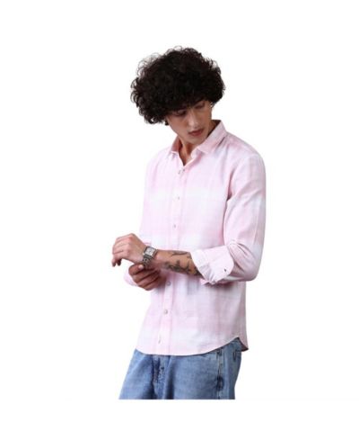 Мужская рубашка Campus Sutra Rose Pink & Daisy White Velobrush-Tactile