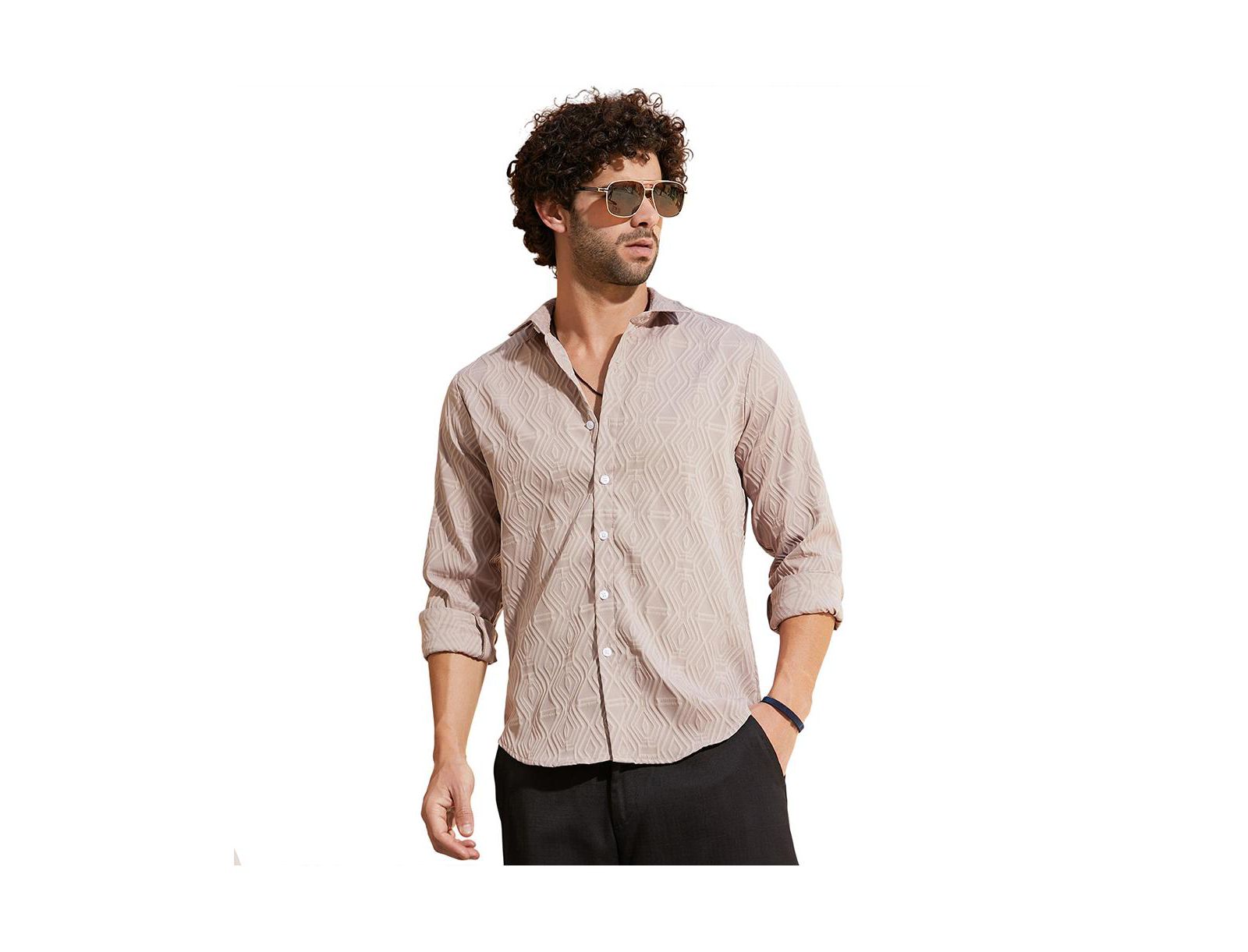 Campus Sutra Men's Dusty Pink Illuminator-Tactile Shirt