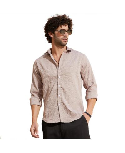 Campus Sutra Men's Dusty Pink Illuminator-Tactile Shirt