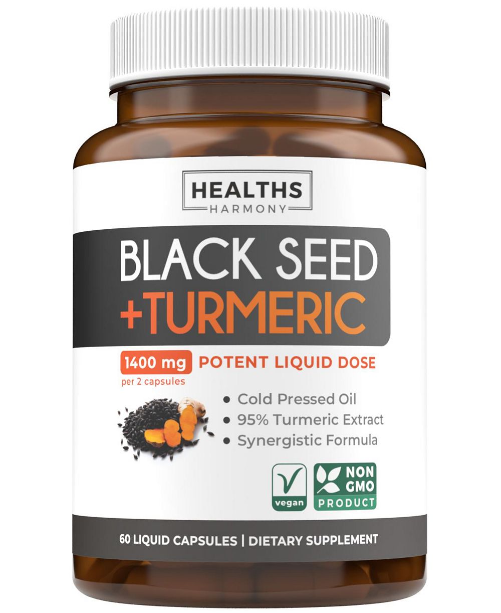 Капсулы Healths Harmony Black Seed Oil + Turmeric Liquid, 60 шт