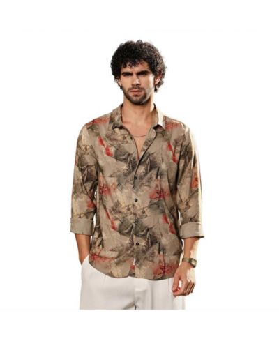 Campus Sutra Мужская рубашка в цвете Camel Beige