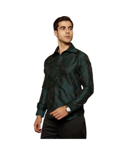 Campus Sutra Men's Emerald Green Rosa-Woven Shirt