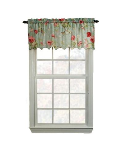 Balmoral Floral Print Semi Sheer Valance Curtain 48-Inch-by-15-Inch - Sage / Wine