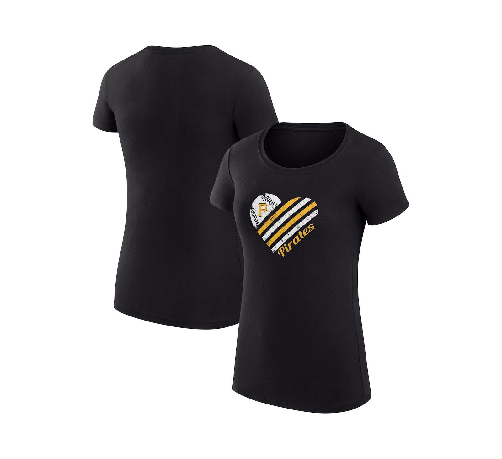 Женская футболка G-III 4Her by Carl Banks Black Pittsburgh Pirates Super-Slim Fit Lightweight Heart Graphic