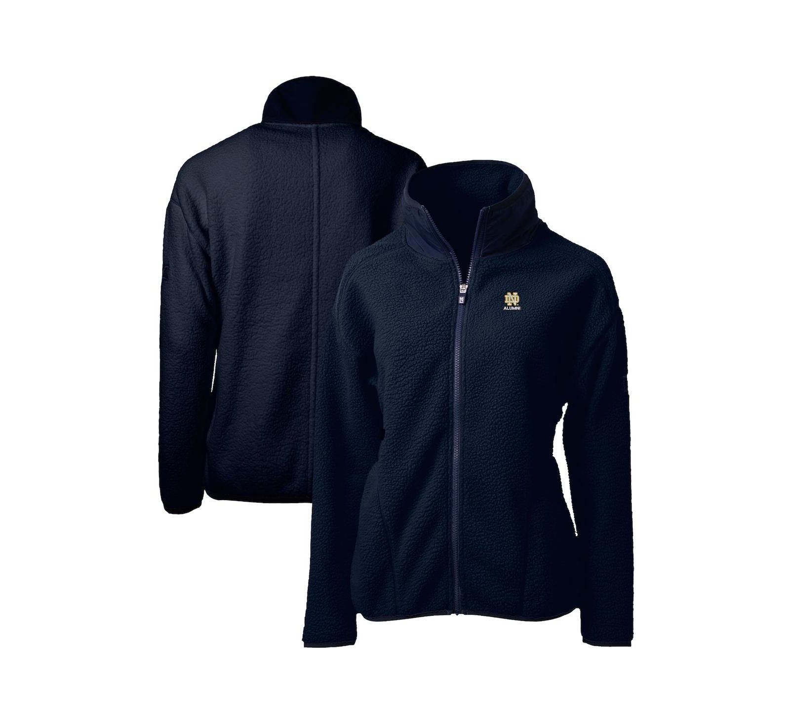 Женская флисовая куртка Cutter & Buck Notre Dame Fighting Irish Alumni Cascade Eco Sherpa на молнии, темно-синяя