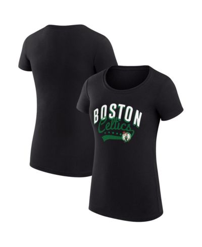 G-III 4Her by Carl Banks Women's Black Boston Celtics Super-Slim Fit Lightweight Filigree Logo T-Shirt