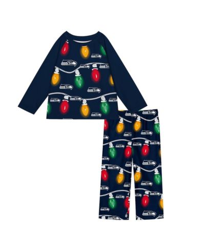 Пижамный комплект Outerstuff Big Boys and Girls 2-Piece Seattle Seahawks Garland Holiday Long Sleeve