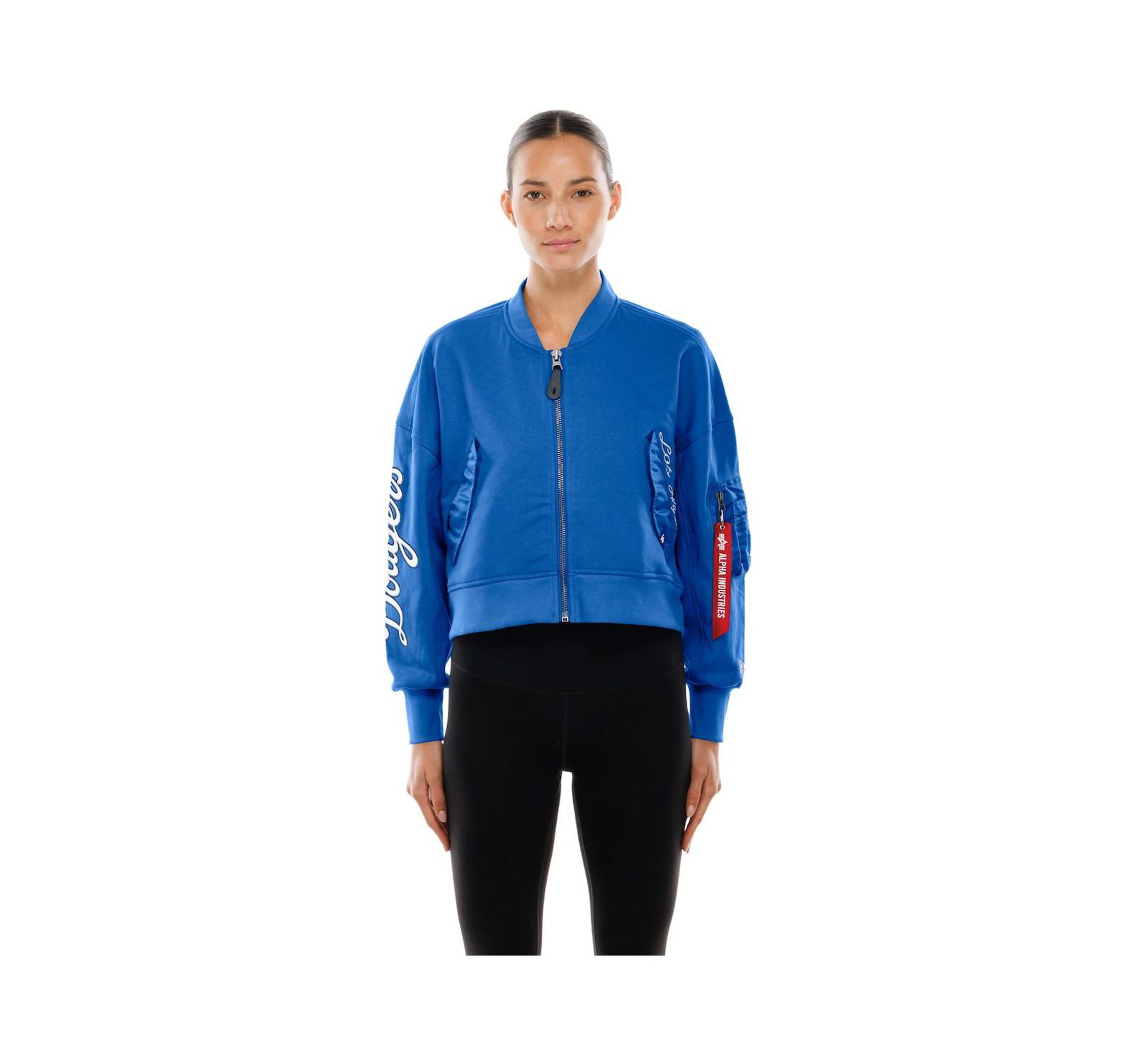 New Era x Alpha Women's Industries Royal Los Angeles Dodgers Cropped Full-Zip Jacket