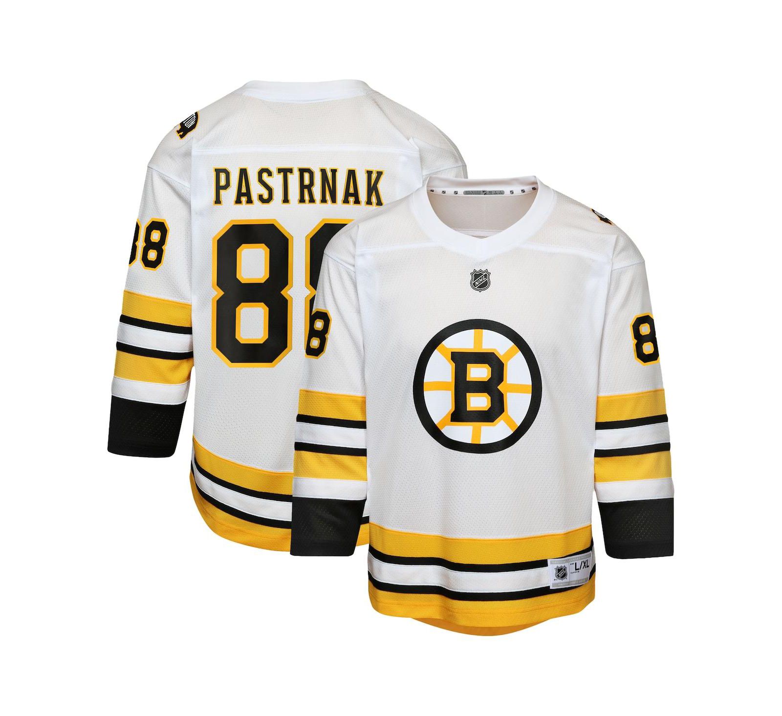 Детская джерси Outerstuff David Pastrnak White Boston Bruins Home Replica