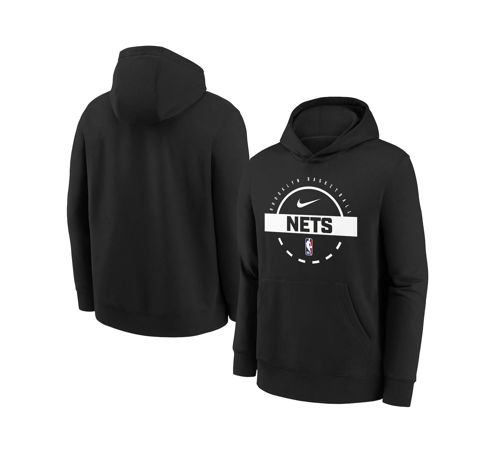 Nike Худи Nike Big Boys and Girls Black Brooklyn Nets 2025/26 Club Fleece Practice