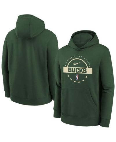 Nike детская толстовка Milwaukee Bucks 2025/26 Club Fleece, темно-зеленая