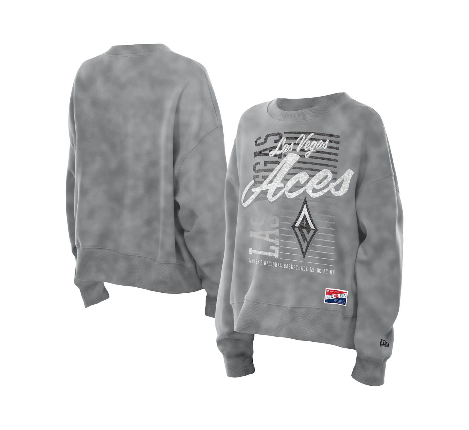 New Era Women's Silver Las Vegas Aces Oversized Mineral Wash Sweatshirt