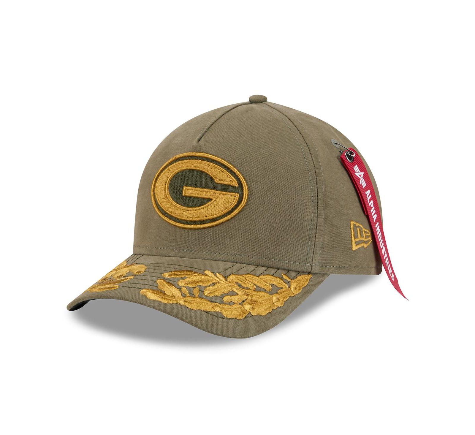 Мужская кепка New Era x Alpha Men's Industries Olive Green Bay Packers A-Frame 9FORTY Adjustable Hat