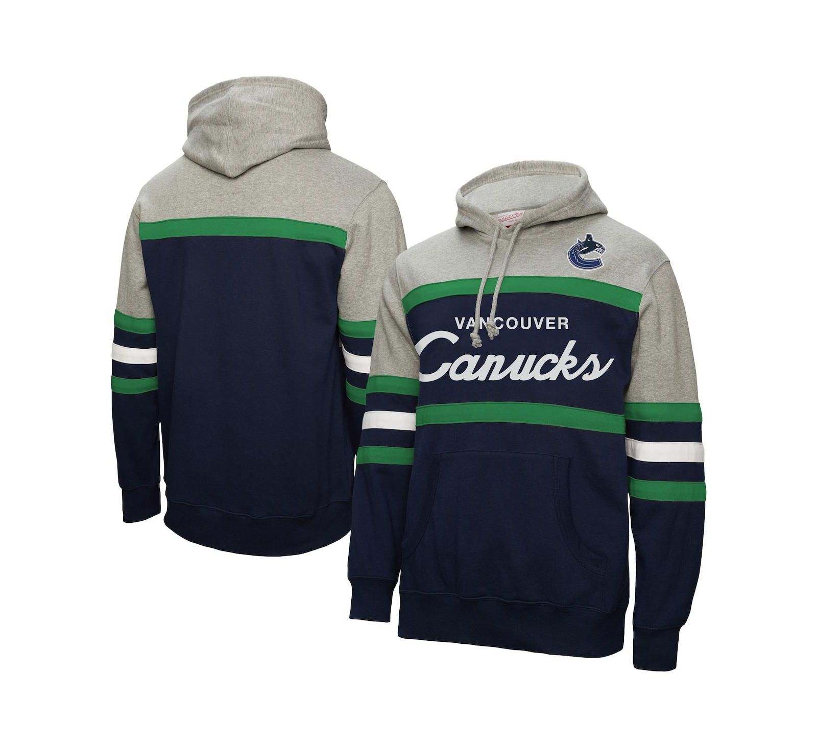 Мужское худи Mitchell & Ness Navy/Gray Vancouver Canucks Head Coach Pullover