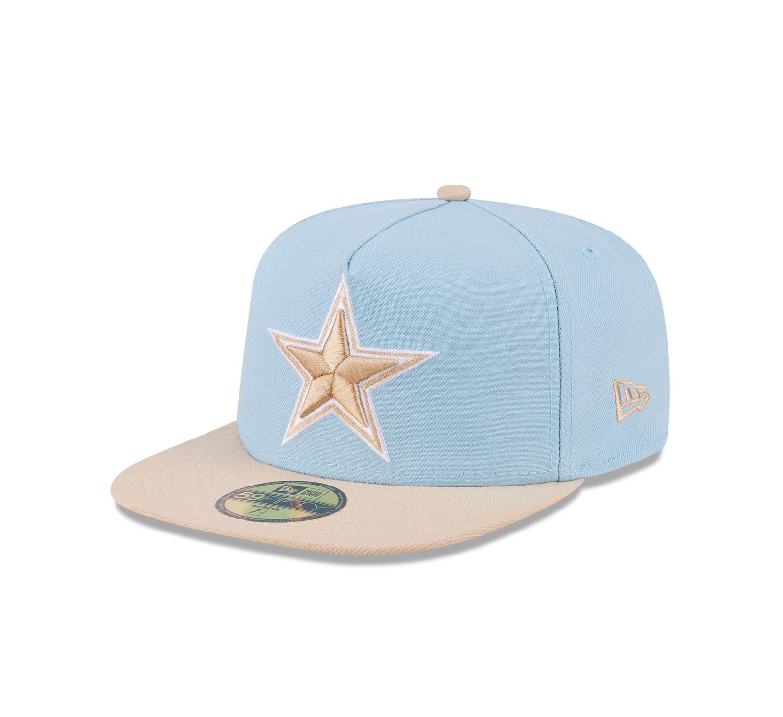 New Era Men's Light Blue/Light Beige Dallas Cowboys Two-Tone Color Pack A-Frame 59FIFTY Fitted Hat